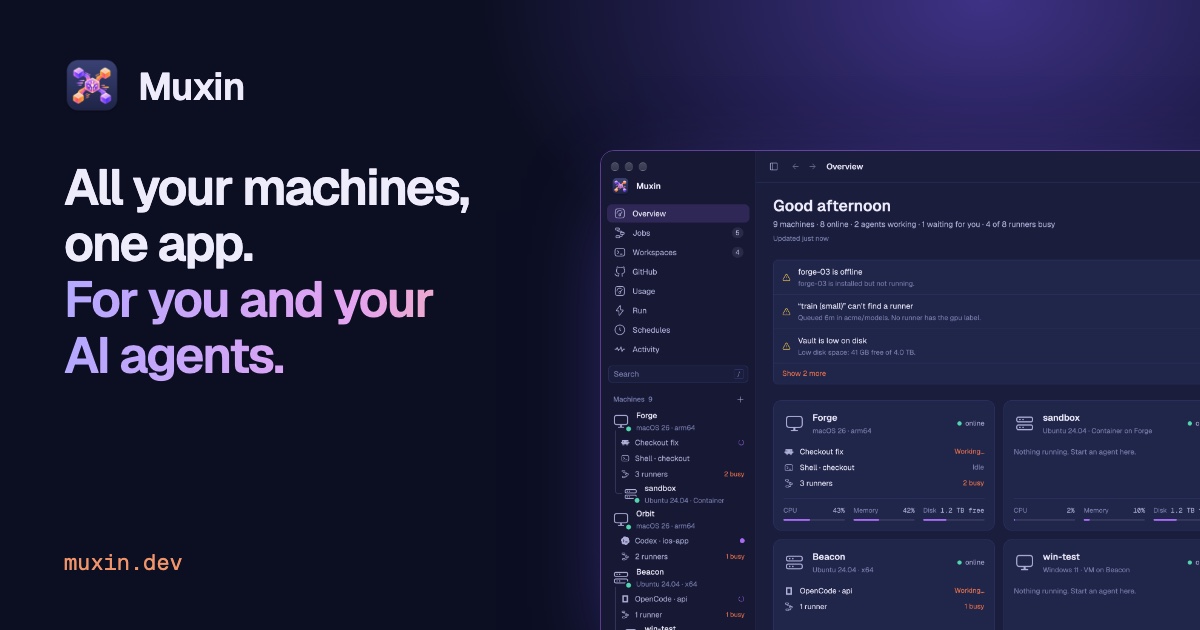Command line · Docs · Muxin